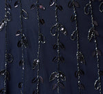 Short Sleeve 3D Beaded Vine Gown In Navy 6