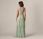 Short Sleeve 3D Beaded Vine Gown In Icy Sage 5