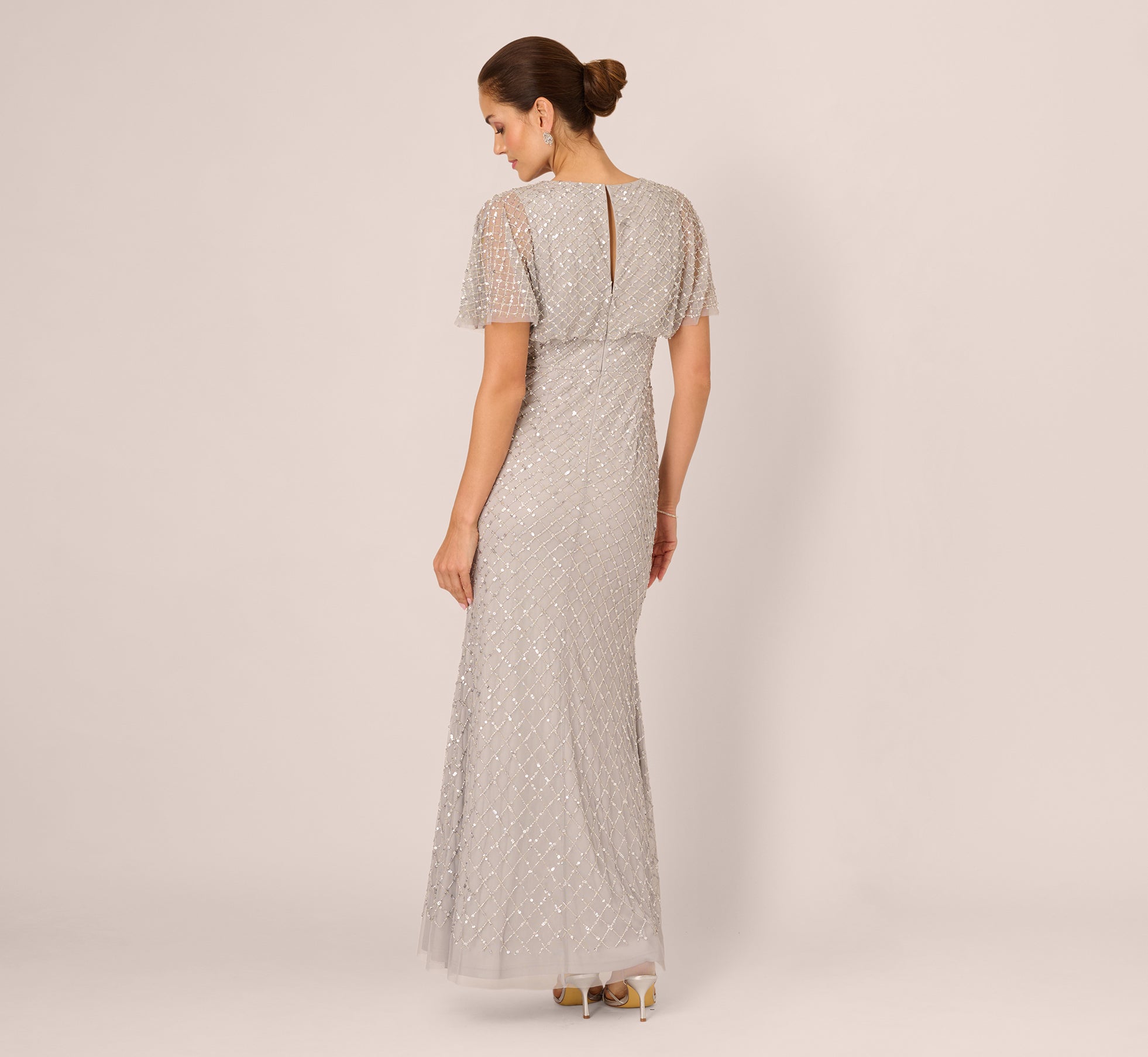 Beaded Gown Adrianna Papell Cowl Back Gown Adrianna Papell Platinum  Bridesmaids 40491 Blossoms Bridal