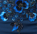 Pansy Floral Beaded Stretch Crepe Gown In Light Navy 6