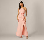One Shoulder Stretch Rosette Gown In Blush Whisper 3