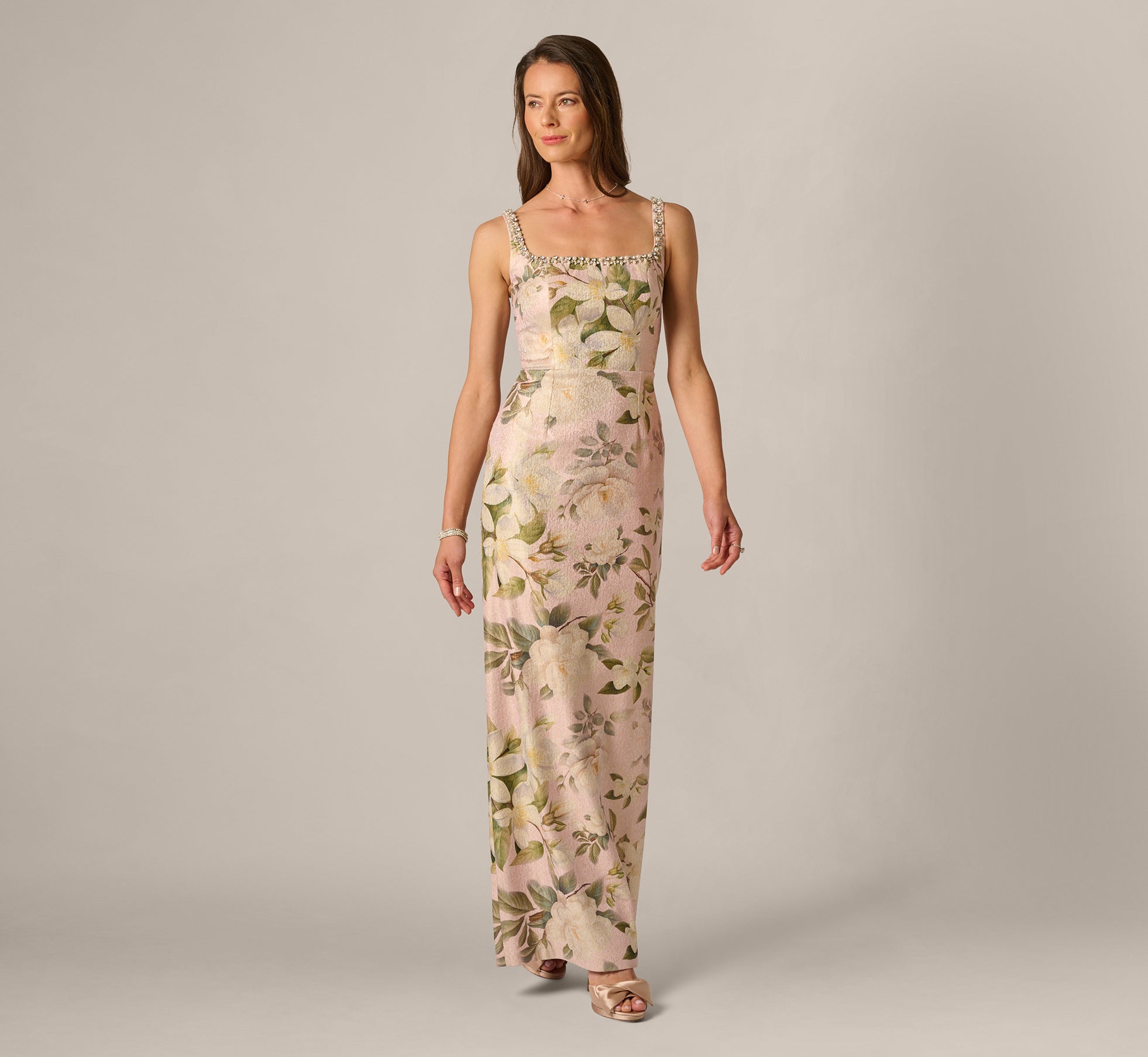 adrianna papell mock neck beaded column dress with t back Multi Colored Square Floral Jacquard Gown dressing table with study table Opulent and romantic Tasha Lacquer Nine-Drawer Dresser Size:Xsmall