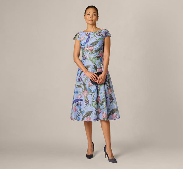 Adrianna Papell Floral Jacquard Midi Dress Adrianna Papell Floral Jacquard Midi Dress