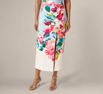 One Shoulder Floral Twill Midi Dress In Blue Multi 4