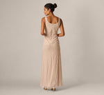 Diamond Beaded Mermaid Gown In Shell 5