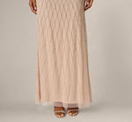 Diamond Beaded Mermaid Gown In Shell 4