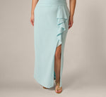 Plus Size One Shoulder Draped Ruffle Stretch Gown In Clear Sky 4