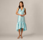 High Low Ruffle Midi Dress In Clear Sky 2