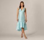 High Low Ruffle Midi Dress In Clear Sky 1