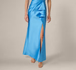One Shoulder Draped Mikado Gown In Cool Cloud 5