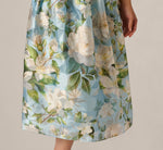 Square Neck Drop Waist Floral Jacquard Dress In Blue Multi 5