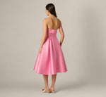 Strapless Bow Waist Mikado Midi Dress In Cherry Blossom 6
