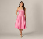 Strapless Bow Waist Mikado Midi Dress In Cherry Blossom 3