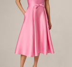 Strapless Bow Waist Mikado Midi Dress In Cherry Blossom 5