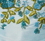 Floral Beaded Shantung Fit And Flare Dress In Sky Multi 6