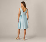 Floral Beaded Shantung Fit And Flare Dress In Sky Multi 5