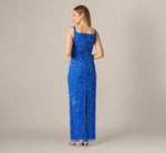 Sleeveless Floral Beaded Column Dress In Brilliant Sapphire 5
