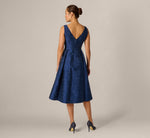 Jacquard Floral Beaded Fit And Flare Midi Dress In Midnight Multi 5