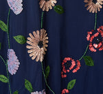 One Shoulder Floral Garden Beaded Gown In Navy Multi 6