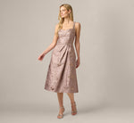 Metallic Jacquard Rhinestone Strap Midi Dress In Candied Ginger 1