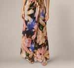 Floral Ribbon Chiffon Halter Mermaid Gown In Black Multi 5