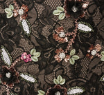 Flutter Sleeve Floral Sequin Beaded Lace Gown In Black Blush Multi 6