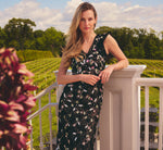 Flutter Sleeve Floral Sequin Beaded Lace Gown In Black Blush Multi 1