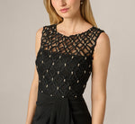Draped Crepe Beaded Combo Gown In Black 3