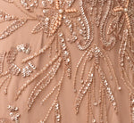 Short Sleeve Botanical Beaded Gown In Rose Gold 7