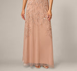 Short Sleeve Botanical Beaded Gown In Rose Gold 5