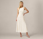 Floral Beaded Ankle Length A Line Dress In Ivory Pearl 2