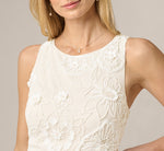 Floral Beaded Ankle Length A Line Dress In Ivory Pearl 3