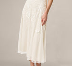 Floral Beaded Ankle Length A Line Dress In Ivory Pearl 4