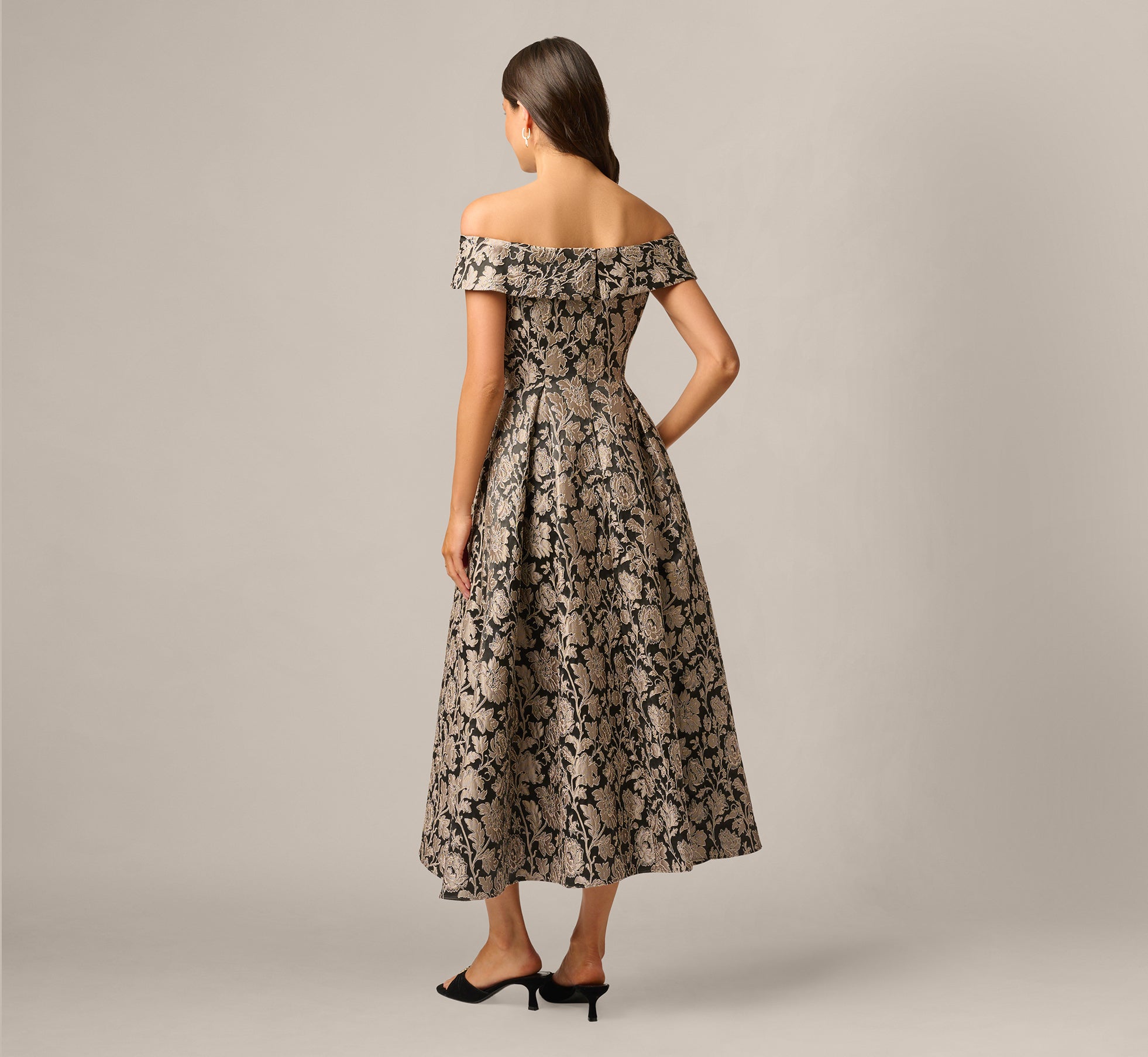 adrianna papell off the shoulder dress Multi Colored Metallic Floral Jacquard Ankle Oh Polly lace plunge Rodarte this gown is an Viscose Colors:Burgundy 628