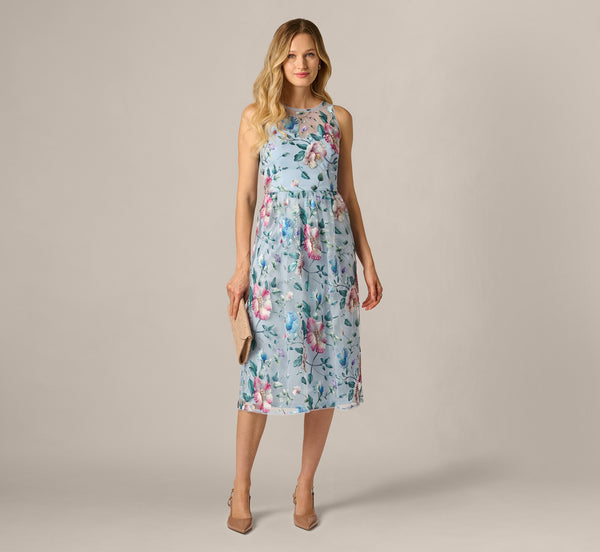 knee length dresses for ladies Mac Duggal Hand Beaded Floral Midi Dress