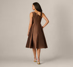 Asymmetrical Mikado Fit And Flare Midi Dress In Espresso 5