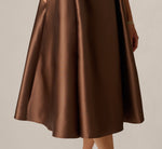 Asymmetrical Mikado Fit And Flare Midi Dress In Espresso 4