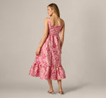 Metallic Floral Jacquard Ruffle Midi Dress In Pink Multi 6