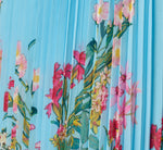 Pleated Wildflower Border Midi Dress In Light Blue Multi 6