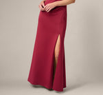 Off Shoulder Rosette Stretch Mermaid Gown In Crimson Haze 4