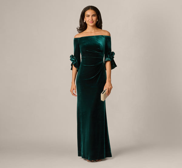green velvet off the shoulder dress Long Off-Shoulder Prom by LaDivine CD236 Shoulder Length ASOS DESIGN velvet midi dress