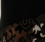 Cap Sleeve Floral Burnout Stretch Velvet Illusion Gown In Black 6