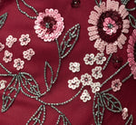 Petite Short Sleeve Floral Beaded Sequin Ankle Length Dress In Mahogany 6