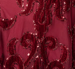 Baroque Scroll Velvet Beaded Gown In Mahogany 6