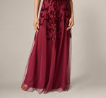 Baroque Scroll Velvet Beaded Gown In Mahogany 4