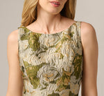 Floral Jacquard Fit And Flare Tea Length Dress In Olive Multi 3