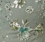 Off Shoulder Bell Sleeve Floral Beaded Cocktail Dress In Sage Multi 6