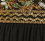 Stained Glass Beaded Combo Plunge Gown In Black Multi 6