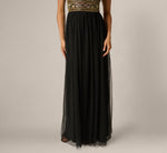 Stained Glass Beaded Combo Plunge Gown In Black Multi 4