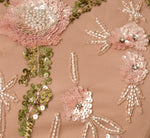 Short Sleeve Floral Sequin Beaded Midi Dress In Rose Gold Multi 6